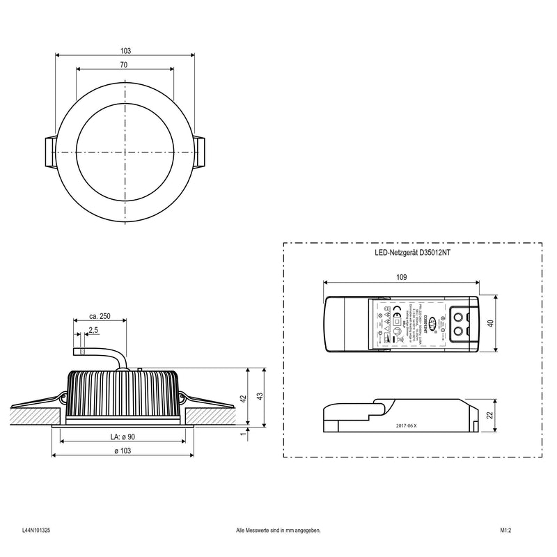 EVN Lichttechnik - Downlight/Strahler/Flutlicht LED-Downlight L44N101325