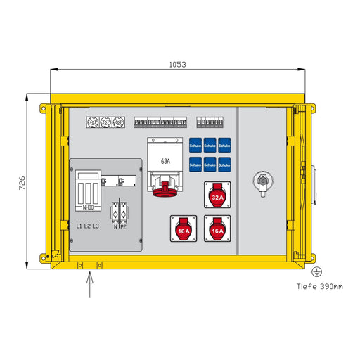 Walther Werke - Baustromverteiler Aufputzverteiler WAP0525 69kVA, 2 RCDs TypA