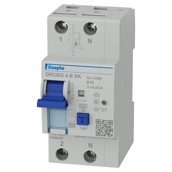 Doepke - Kombination FI-Schalter/Leitungsschutzschalter FI-/LS-Kombination DRCBO4B10/0,03/1NBSK 10 A, 0.03 A