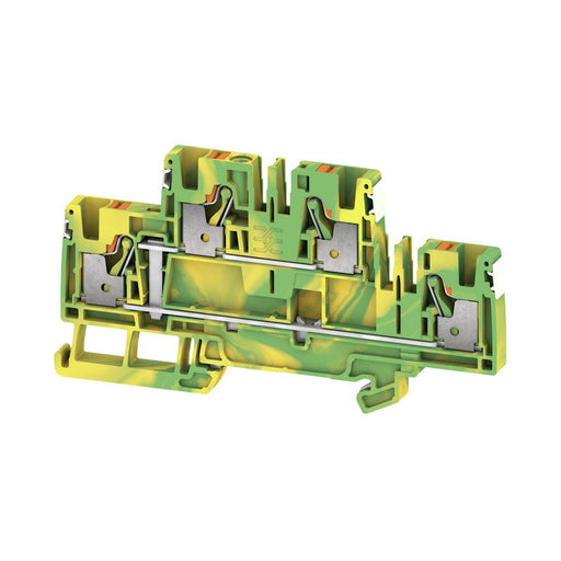 Weidmüller - Schutzleiter-Reihenklemme Klemme A2T 4 PE DL PUSH IN, 4 mm² − 50 Stück