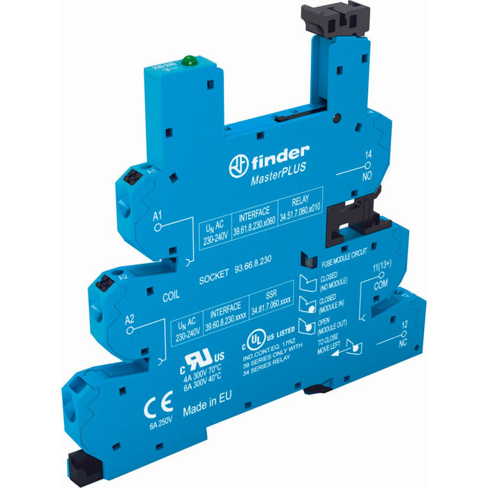 Finder - Relaissockel Push-In-Fassung 93.66.3.125 f. Rel. 34.51/34.81  − 10 Stück
