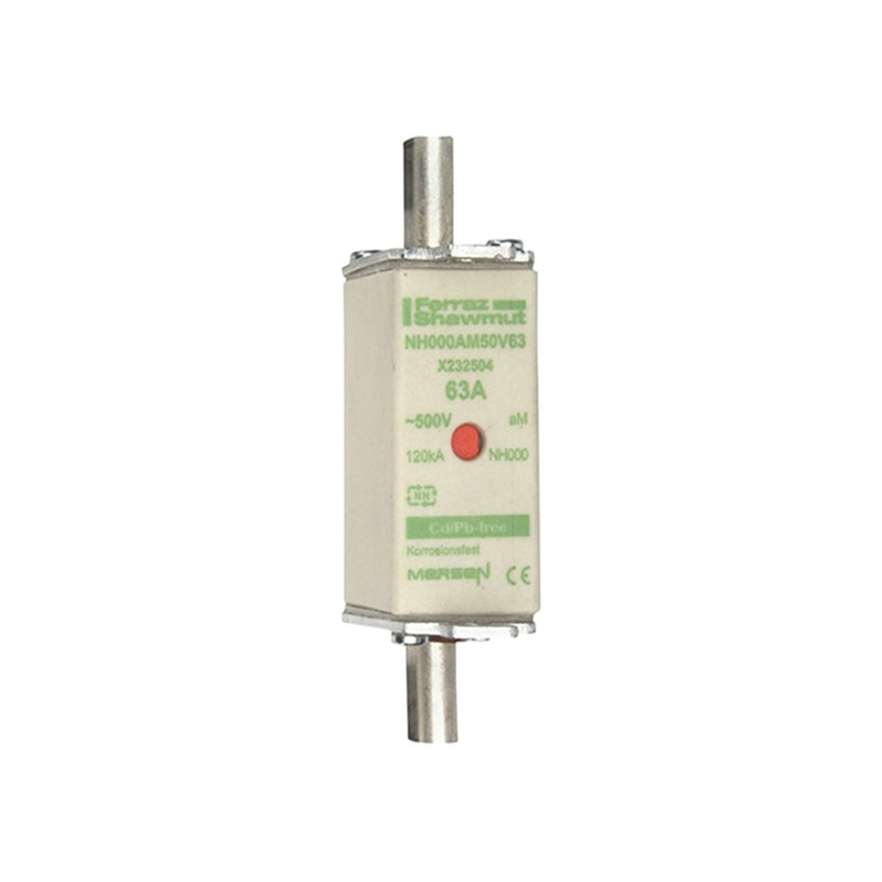Mersen - Messersicherung NH-Sicherungseinsatz SF NH000AM50V63 Gr.000 aM 63A/500VKM − 3 Stück
