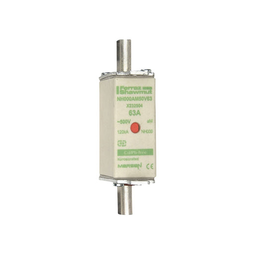 Mersen - Messersicherung NH-Sicherungseinsatz SF NH000AM50V63 Gr.000 aM 63A/500VKM − 3 Stück
