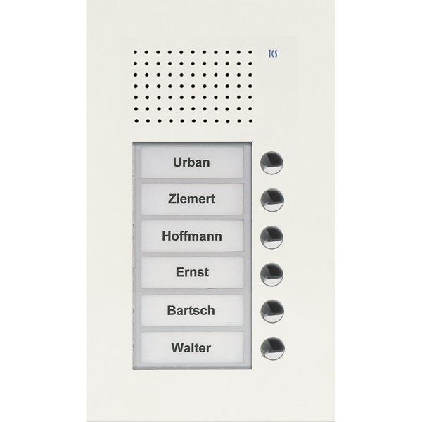 TCS Tür Control - Türstation für Türkommunikation Audio Außenstation PUK 6 PUK06/1-WS Tasten 1spaltig UP w