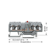 WAGO - Bauelement-Reihenklemme Bauelementklemme 280-809/281-434 Leiter,LEDrot,grau − 100 Stück
