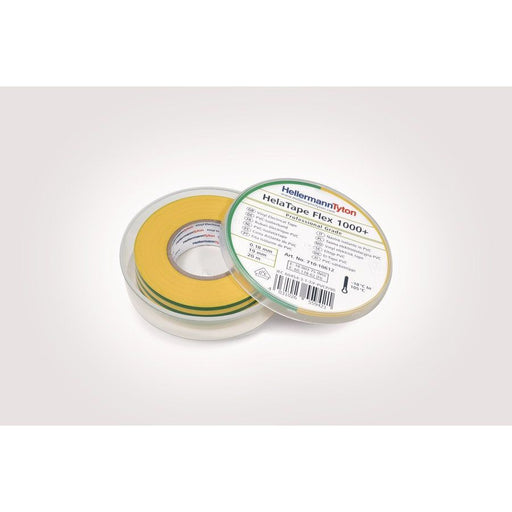 HellermannTyton - Klebeband Premium PVC-Isolierband FLEX1000+19x20 GNYE 19mmx20m, grün-gelb