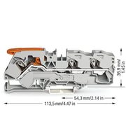 WAGO - Durchgangs-Reihenklemme 3-Leiter-Durchgangsklemme 2116-1301 16qmm, grau − 20 Stück