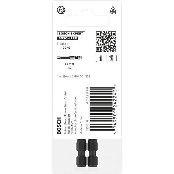 Bosch - Bit-Set PRO Robertson Impact Bit, 2608522551VE(2) R2, 55 mm, 2-tlg