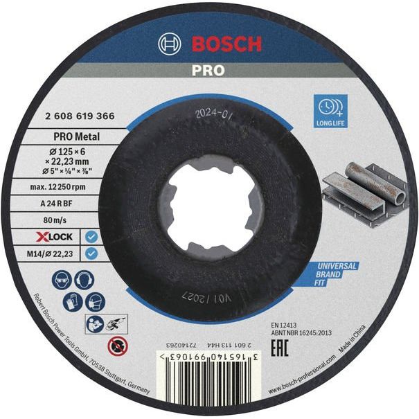 Bosch - Trenn-/Schleifscheibe PRO Metal X-Lock 2608619366 Schleifscheibe 125 x