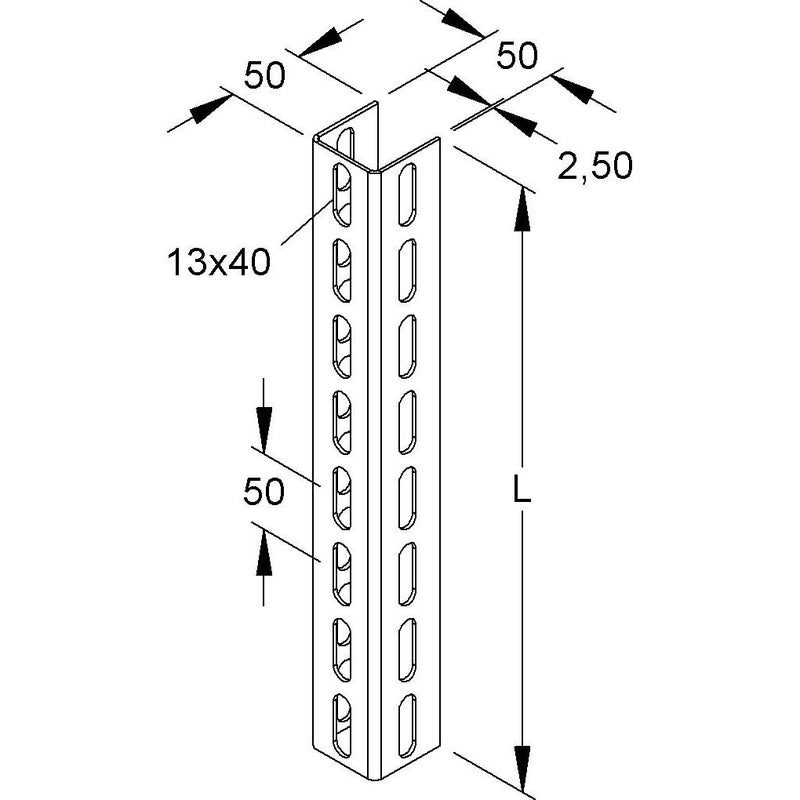 Niedax - Stiel/Profilschiene U-Profil U 5050/250 F