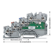 WAGO - Initiator/Aktor-Reihenklemme 4-Leiter-Initiatorenklemme 2000-5410/1101-951 LED gelb für NPN − 50 Stück