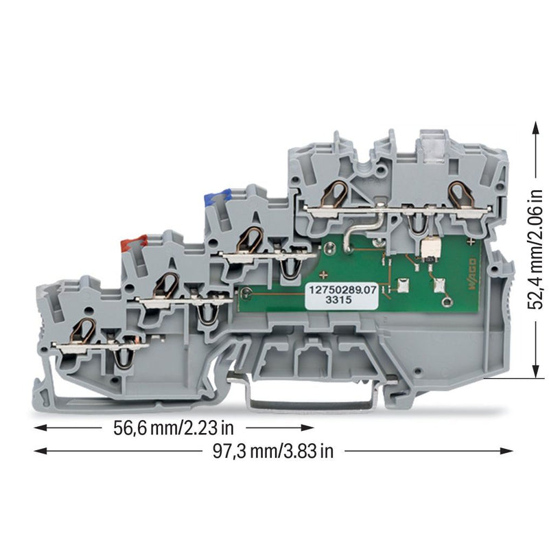 WAGO - Initiator/Aktor-Reihenklemme 4-Leiter-Initiatorenklemme 2000-5410/1101-951 LED gelb für NPN − 50 Stück