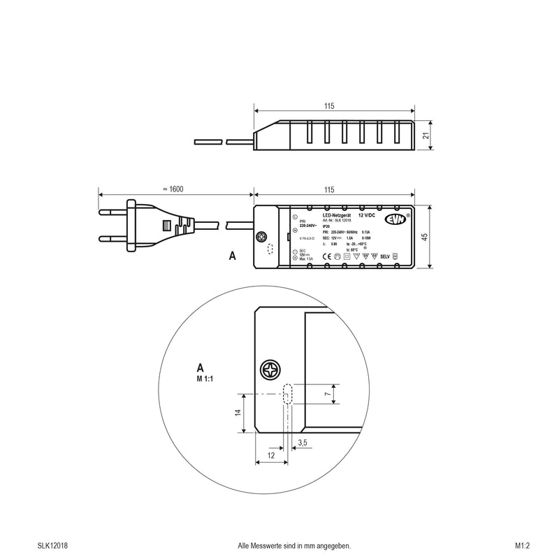 EVN Lichttechnik - LED-Betriebsgerät LED-Netzgerät SLK 120 18 12VDC 1-18 Watt