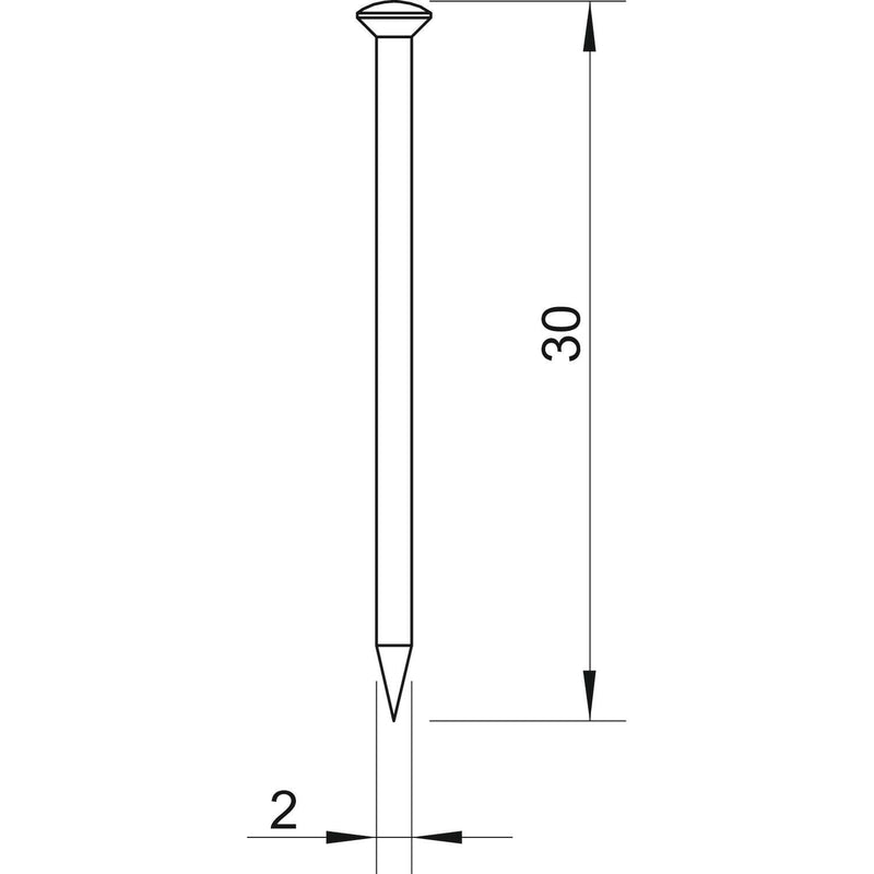 OBO Bettermann - Nagel Stahlnadel gehärtet 362 30 BK 2x30mm Stahl blank − 100 Stück