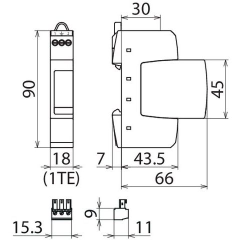 DEHN - Geräteüberspannungsschutz für Energietechnik/Stromversorgung Überspannungsableiter DRM2P255SN1803FM