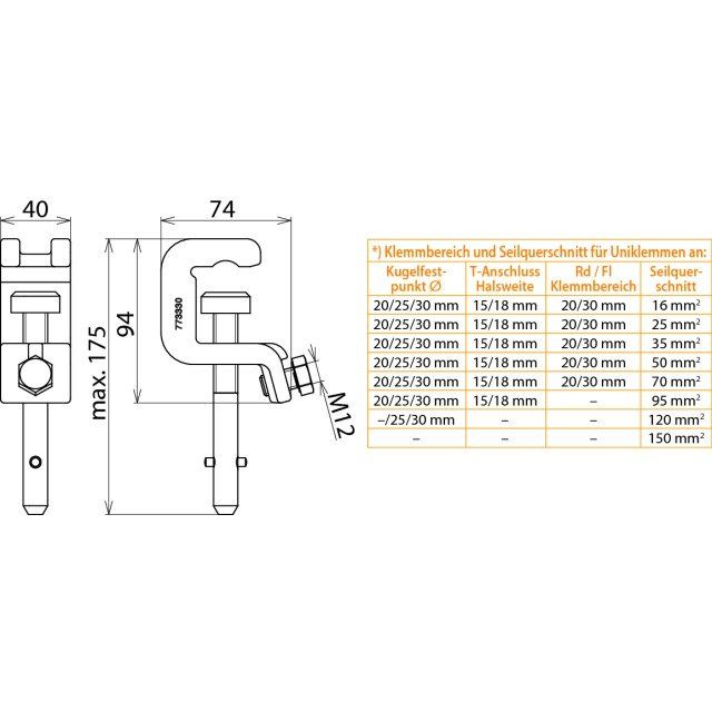 DEHN - Anschlusselement für EuK-Vorrichtung Universalklemme UK 30 SQ D25/30mm T18mm