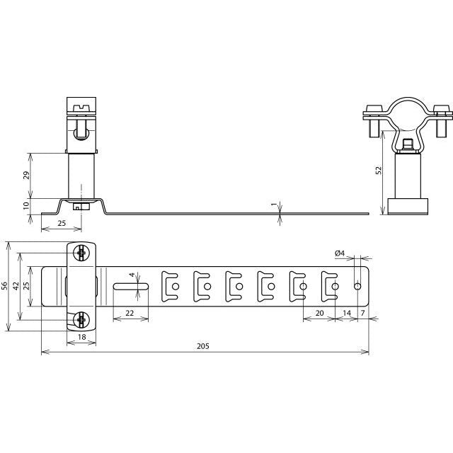 DEHN - Dachleitungshalter für Blitzschutz Dachleitungshalter DLHZS2023H55L205V2A f. HVI-Ltg, D20-23mm