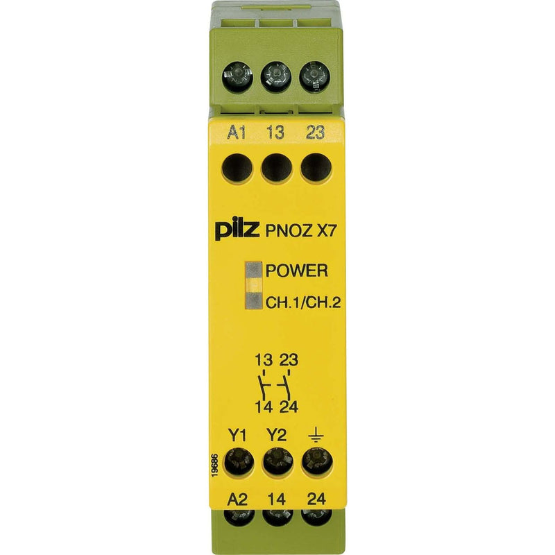 Pilz - Gerät zur Überwachung von sicherheitsgerichteten Stromkreisen Not-Aus-Schaltgerät PNOZ X7 #774055 120VAC 2n/o