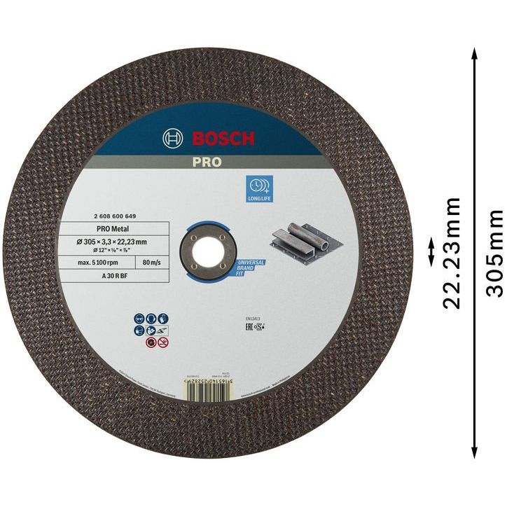 Bosch - Trenn-/Schleifscheibe PRO Metal Gebundene 2608600649 Trennscheibe 300 x