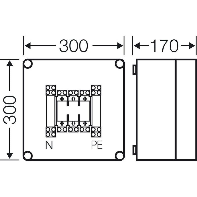 Hensel - Sicherungskasten Sicherungsgehäuse Mi 4205 NH00 3p. 125A+PE+N