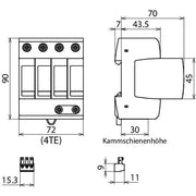 DEHN - Überspannungsableiter für Energietechnik/Stromversorgung Überspannungsableiter DG M TT ACI 275 FM 4-polig Uc 275V