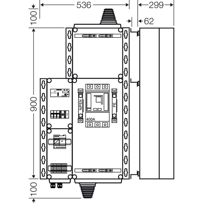 Hensel - Verteilerbaugruppe mit Leistungsschalter PV-Freischaltstelle Mi AE 5253 220kVA, 3-p. m.LS+NA