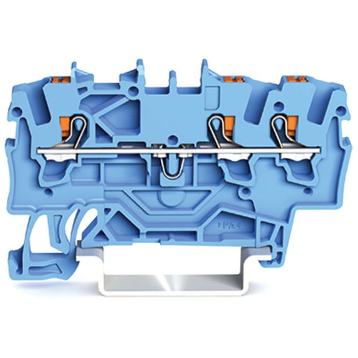 WAGO GmbH & Co. KG - Durchgangs-Reihenklemme 3-Leiter-Durchgangsklemme 2201-1304 1,5qmm, blau − 100 Stück