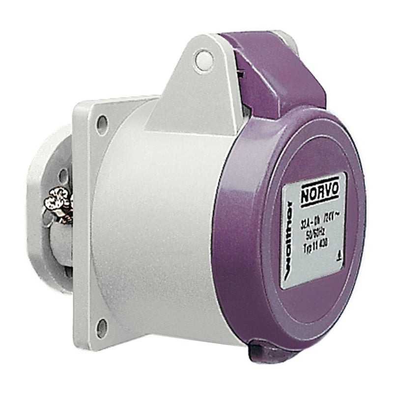Walther Werke - CEE-Anbausteckdose (IEC 60309) NORVO Anbaudose gerade 11400 32A 2P 24V 0h IP44 − 1 Stück