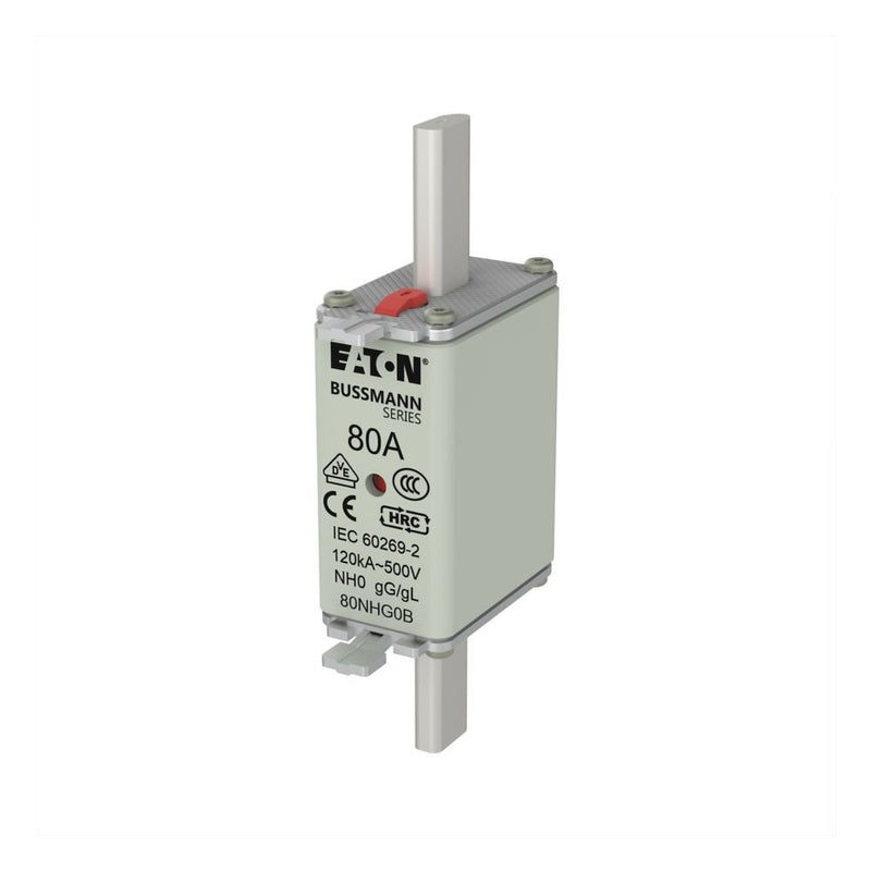 Eaton - Messersicherung Sicherungseinsatz Nieders. NH FUSE 80#80NHG0B 80A AC 500V 120kA − 3 Stück