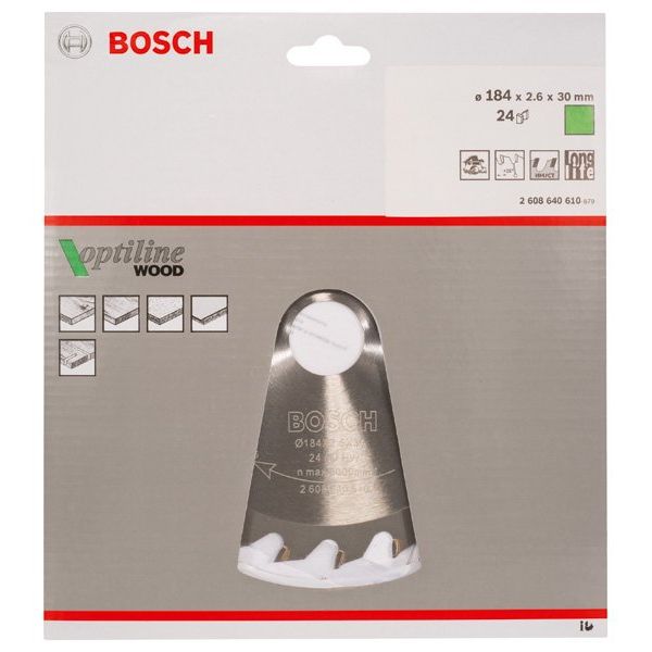 Bosch - Kreissägeblatt PRO Wood Kreissägeblatt, 2608640610 184 x 2,6 x 30 mm