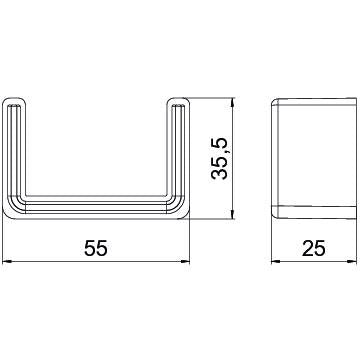 OBO Bettermann - Schutzkappe/Abdeckung für Stiel/Profilschiene Schutzkappe für US 3-Stiel US 3 KS SW 25x50 Polyethylen − 20 Stück