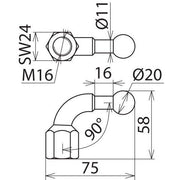 DEHN - Festpunkt für EuK-Vorrichtung Kugelfestpunkt KFP 20 W90 M16 D 20mm 90Grad abgew