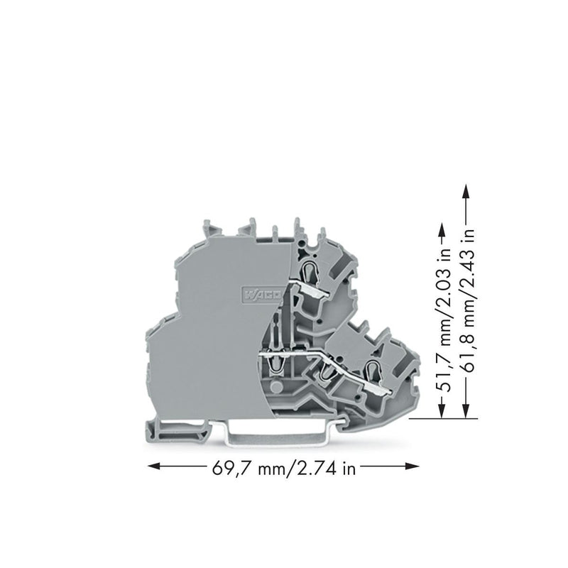 WAGO - Durchgangs-Reihenklemme Doppelstockklemme 2002-2201/099-000 Abschlussplatte,grau − 50 Stück