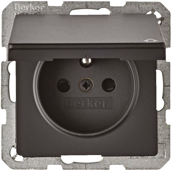 Berker - Steckdose anth/sa 6765836086 Schutzk./Klappdeckel