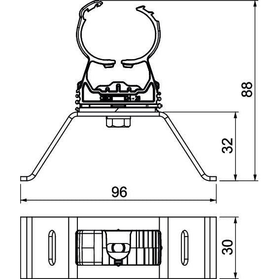 OBO Bettermann - Leitungshalter für Blitzschutz Leitungshalter isCon HS 26 PA D=26mm − 10 Stück