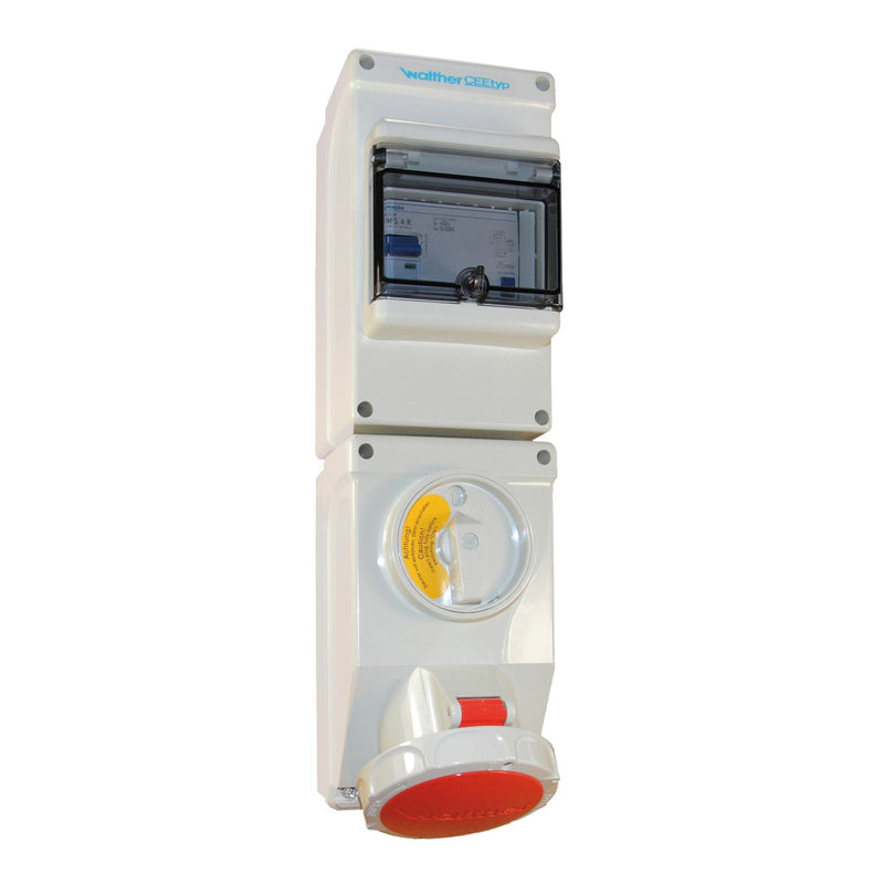 Walther Werke - CEE-Steckdose abschaltbar, abgesichert (IEC 60309) Wasserdichte Wandsteckdose AU139TJ 32A 5P 6h