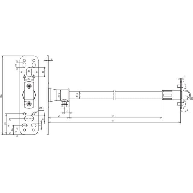 DEHN - Distanzhalter für Blitzschutz Distanzhalter f.Rd 16mm DIDH 16 1030BPV2AGFK L1030 m.Bef.platte