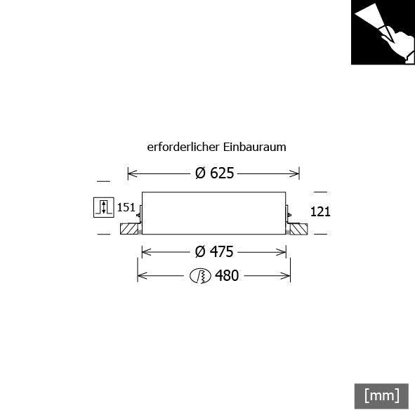 LTS Licht&Leuchten - Decken-/Wandleuchte LED-Einbauleuchte PLL 25.475.30.2/DALI 43W 3000K 2044lm