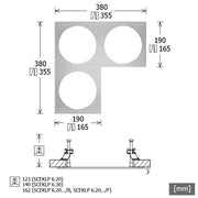 LTS Licht&Leuchten - Mechanisches Zubehör/Ersatzteile für Leuchten Einbau-Eckrahmen SCER 6.330 si 3-flammig