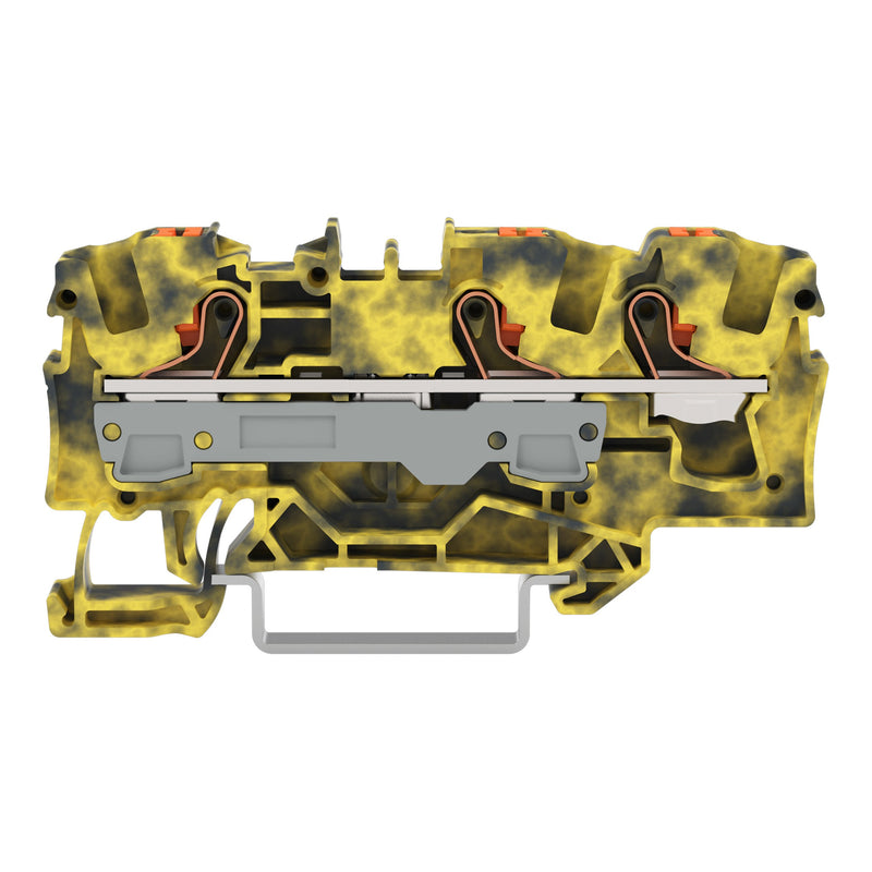 WAGO - Durchgangs-Reihenklemme 3-Leiter-Durchgangsklemme 2206-1301/000-053 Drücker,6mm²,dgr-ge − 25 Stück