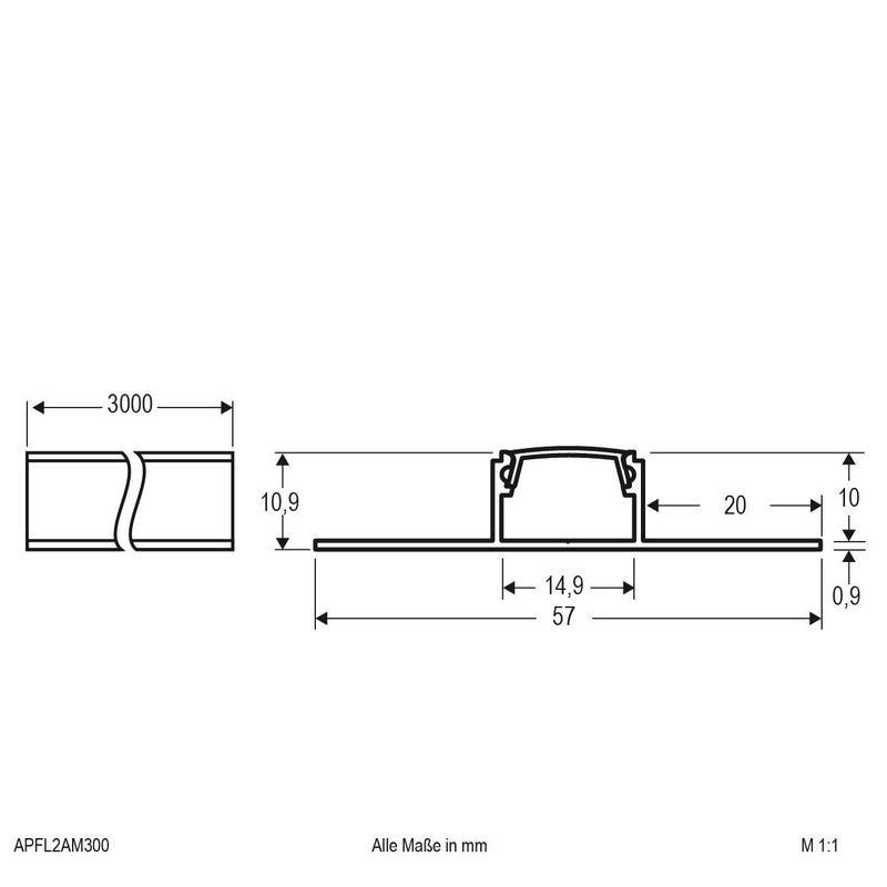 EVN Lichttechnik - Mechanisches Zubehör/Ersatzteile für Leuchten Fliesenprofil APFL2AM300 incl. Abdeckung