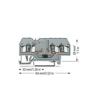WAGO - Bauelement-Reihenklemme Diodenklemme 280-673/281-411 0,08-2,5mmq grau − 100 Stück