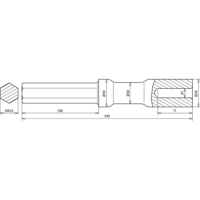 DEHN - Einschlaghilfe für Stab-/Tiefenerder Hammereinsatz HETE25SW25VHACSTBLAN f. TE D25mm L240mm