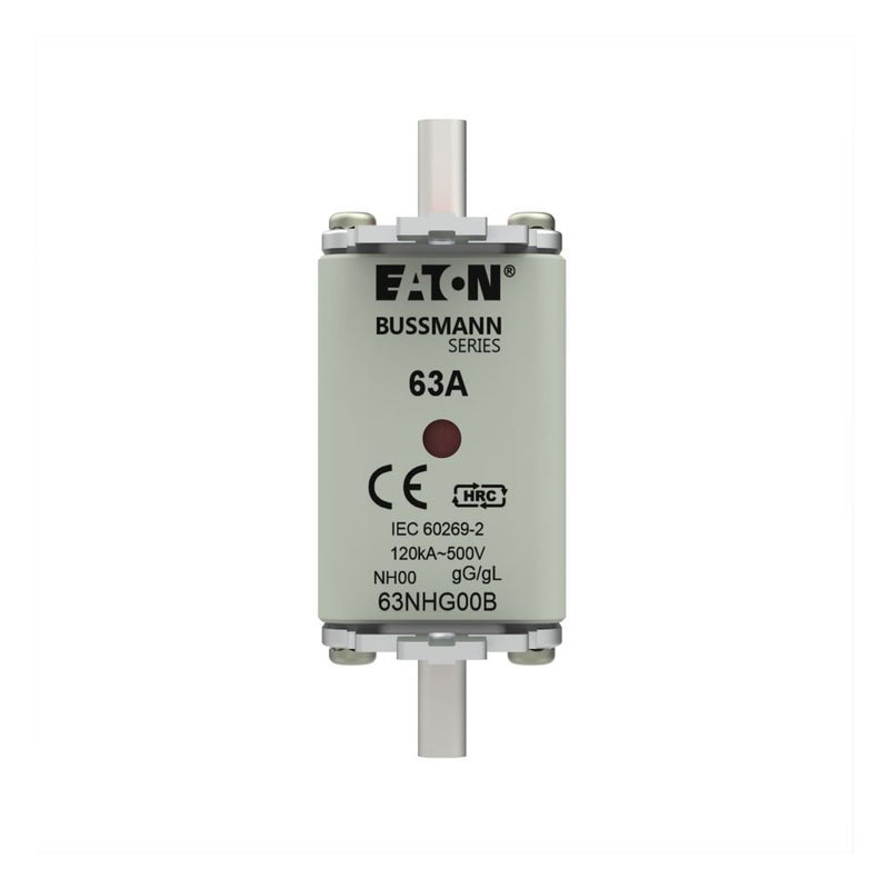 Eaton - Messersicherung Sicherungseinsatz Nieders. NH-SICHERU#63NHG00B 63A AC 500V 120kA − 3 Stück