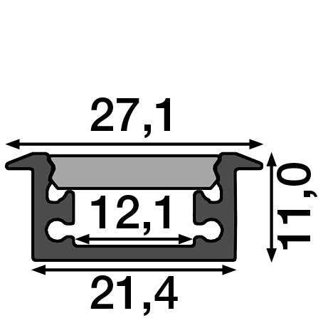 Radium Lampenwerk - Zubehör/Ersatzteile für Lichtschlauch/-band Aluprofil m.Abdeckung 1m FXZA4568 grau