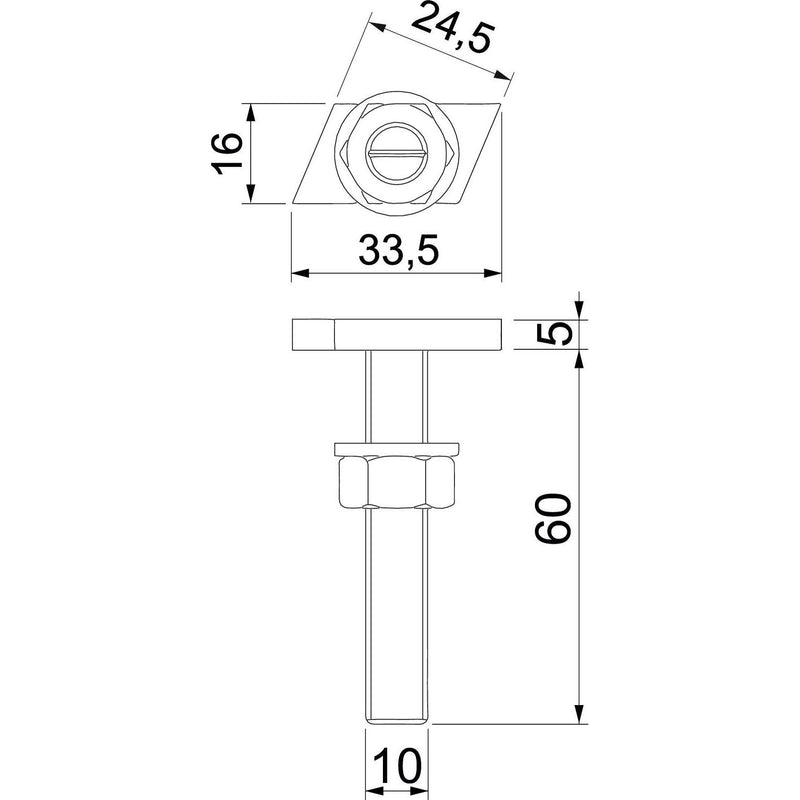 OBO Bettermann - Hammerkopfschraube ACMHB M10x60 ZL M10x60mm − 25 Stück