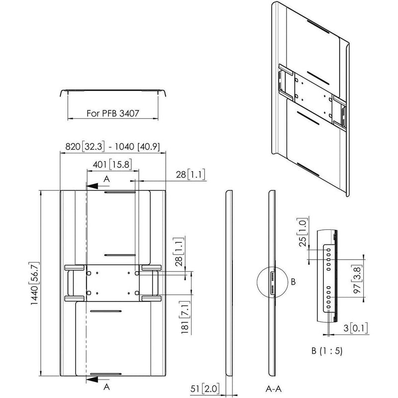 Vogels - Zubehör/Ersatzteile für Unterhaltungselektronik Rückwandabdeckung fDisplay PFA9160 sw Connect-it,HF,65-70Z