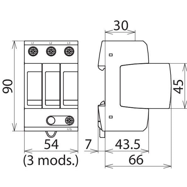 DEHN - Überspannungsableiter für Energietechnik/Stromversorgung Überspannungsableiter DG MU 3PY 208 3W+G Typ 2 DEHNguard M