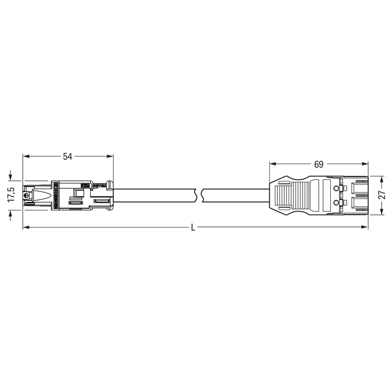 WAGO - Konfektionierte Leitung für steckbare Gebäudeinstallation konfekt. Übergangsleitung 774-9973/1506-405 Eca,Buchse/Stecker