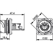 Telegärtner - Modularer Steckverbinder STX V1 Flanschset 100007414 RJ45 Jack Cat.6 M